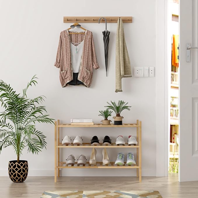Z&L HOUSE 3-Tier Shoe Rack for Closet, Stackable Shoes Rack Organizer Free Standing Shoe Shelf for Entryway and Closet Hallway, Multifunctional Bamboo Rack in Different Combinations (3-Tier) - Image 2